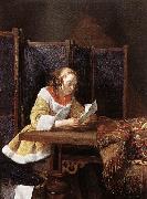 TERBORCH, Gerard A Lady Reading a Letter eart painting